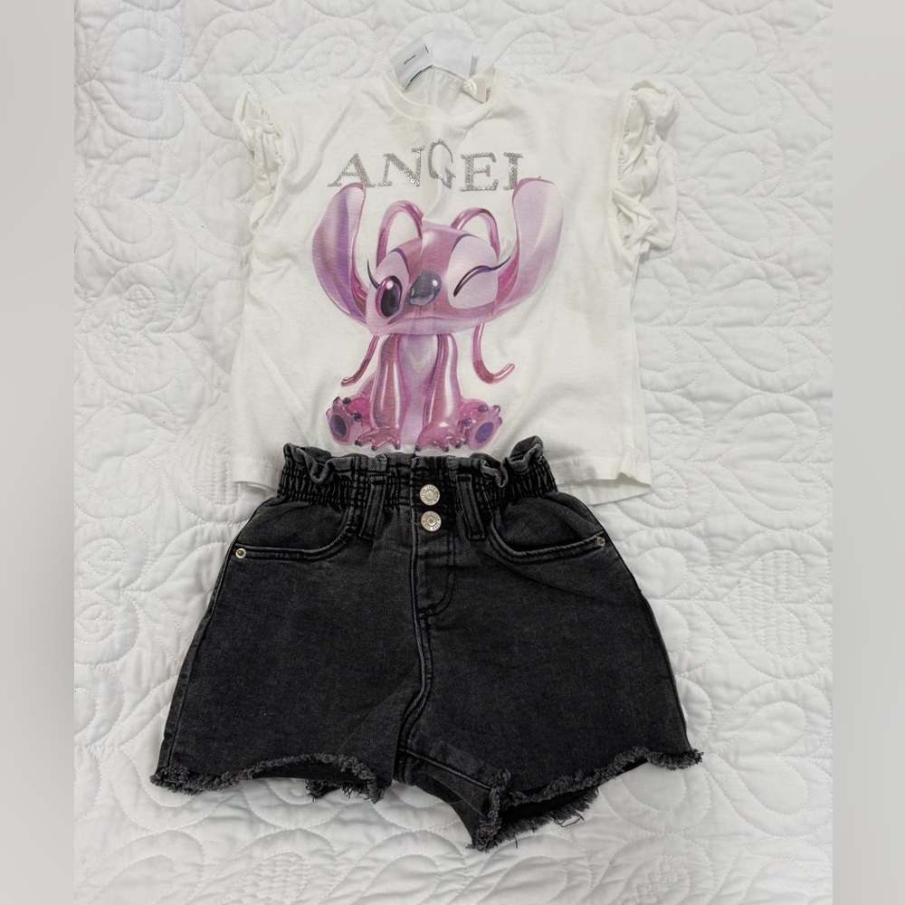 ZAra Charcoal Denim Pants and shirt for toddler girls